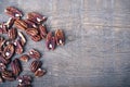 Pecan Nuts on Wood Royalty Free Stock Photo