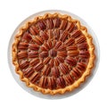 Pecan Pie with Golden Crust on a White Plate Royalty Free Stock Photo