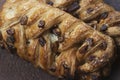 Pecan plait turnover bun with maple syrup