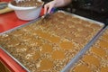 Pecan pralines and Milk Chocolate Gophers being made in a sweet shop in Savannah, GA Royalty Free Stock Photo