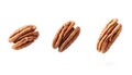 Pecans flying mid-air, isolate on white background. Collection Royalty Free Stock Photo