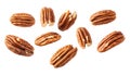 Pecans flying mid-air, isolate on white background. Collection Royalty Free Stock Photo
