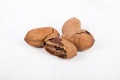 Pecans nuts on white background. Royalty Free Stock Photo