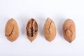 Pecans nuts on white background. Royalty Free Stock Photo