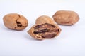 Pecans nuts on white background. Royalty Free Stock Photo
