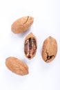 Pecans nuts on white background. Royalty Free Stock Photo