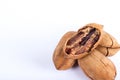 Pecans nuts on white background. Royalty Free Stock Photo