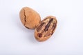 Pecans nuts on white background. Royalty Free Stock Photo
