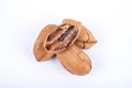 Pecans nuts on white background. Royalty Free Stock Photo
