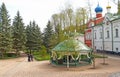 PECHORY, RUSSIA. Territory of Pskovo-Pechorsky Saint-Assumption male monastery. Pskov region