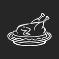 Pecking duck chalk white icon on black background