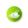 Pecking duck green flat design long shadow glyph icon