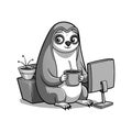 Peckish Sloth Enjoying TV Time Royalty Free Stock Photo