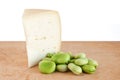 Pecorino cheese and broad beans Royalty Free Stock Photo