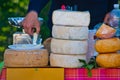 Pecorino cheese exposed to the general market Royalty Free Stock Photo