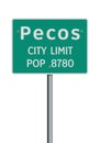 Pecos City Limit green road sign