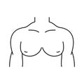 Male torso line icon. Man`s chest icon. Upper body pectoral muscles exercise. Human body anatomy. Royalty Free Stock Photo