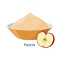 Pectin in bowl - vector illustration isolated on white background. Apple product and halved red apple. Royalty Free Stock Photo