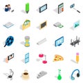 Peculiarity icons set, isometric style