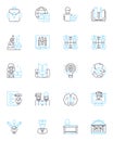 Pedagogical significance linear icons set. Instruction, Curriculum, Learning, Teaching, Development, Innovation
