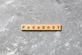 Pedagogy word written on wood block. Pedagogy text on cement table for your desing, concept Royalty Free Stock Photo