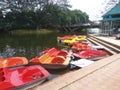 Pedal boat on the lek at Dhanmondi area dhaka, Bangladesh. Royalty Free Stock Photo