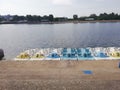 Pedal Boats ready for use on Ada Ciganlija Lake in Belgrade, Serbia.