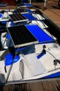 Pedal boats with solar panels at Pregnant Maiden lake Royalty Free Stock Photo