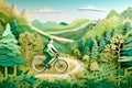 Pedaling Towards a Greener Future: A Paper-Cut Image of a Cyclist Amidst a Green Landscape