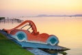 Pedalo in the sunset Royalty Free Stock Photo