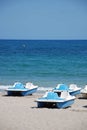 Pedalos on the beach Royalty Free Stock Photo