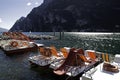 Pedalos in Garda lake, Italy Royalty Free Stock Photo