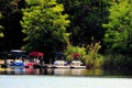 Pedalos reflecting in water Royalty Free Stock Photo