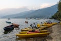 Peddle Boats Lining the Shore of Fewa Lake