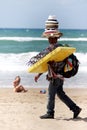 Peddler at the beach Royalty Free Stock Photo