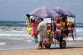 Peddler at the italian beach Royalty Free Stock Photo