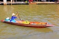 Peddler In Damnoen Saduak Floating Market, Ratchaburi, Thailand Royalty Free Stock Photo