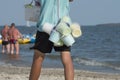 Peddler of fast food on the sea beach Royalty Free Stock Photo