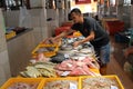 Peddler Sale Fresh fishes in market