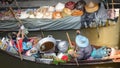 Peddling, local women with a boat in Thailand Floating Market Damnoen Saduak near Bangkok, Bangkok