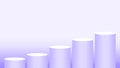 Pedestal cylinder circle 5 steps for cosmetics showcase, podium circle stage purple pastel soft color, platform five steps for