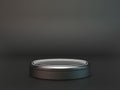 Pedestal with glowing light circle on dark grey background, Blank Pedestal minimal concept template