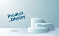 Pedestal podium stage from 3d cube and cylinder for product placement advertising with pastel color for poster banner