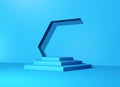 Pedestal or podium with steps and wall arch in the blue abstract background Royalty Free Stock Photo