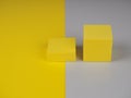 Pedestal squares shadows on a yellow and gray background Royalty Free Stock Photo
