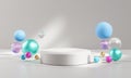 Pedestial Podium Stage Colorful Balls Display Product 3D Rendering