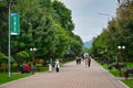 Pedestrian alley in Atazhukinsky Park in Nalchik