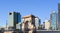 Pedestrian Arch and Modern City