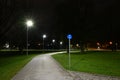 Pedestrian area and bike path in the city park on a summer night Royalty Free Stock Photo