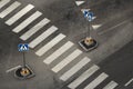 Empty pedestrian area and street signs